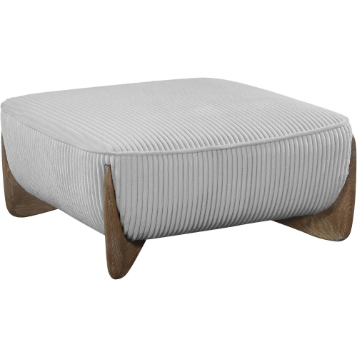 Charleston Oversized Ottoman in Channel Tufted Gray Velvet & Gray Oak